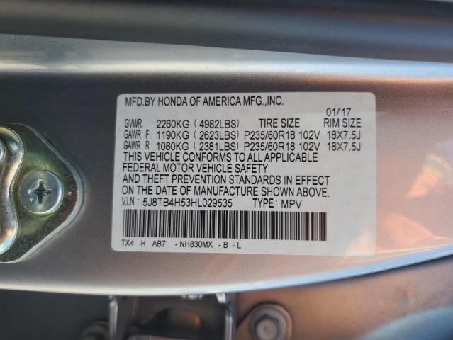 5J8TB4H53HL029535 - 2017 ACURA RDX TECHNOLOGY Srebrny zdjęcie 12