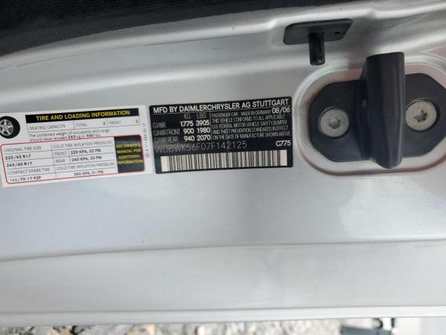 WDBWK56F07F142125 - 2007 MERCEDES-BENZ SLK 350 银色 照片 12