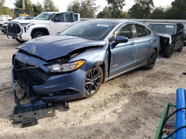 3FA6P0LU1JR247765 - 2018 FORD FUSION SE HYBRID TEAL photo 1