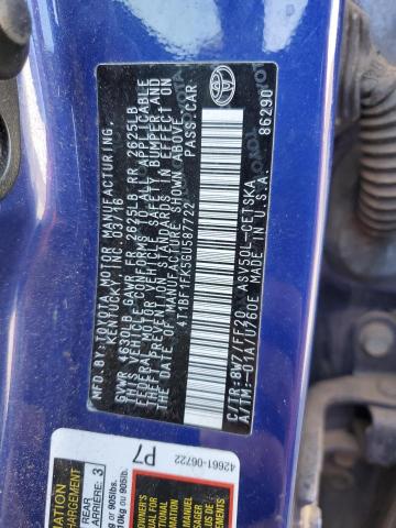 4T1BF1FK5GU587722 - 2016 TOYOTA CAMRY LE BLUE photo 13