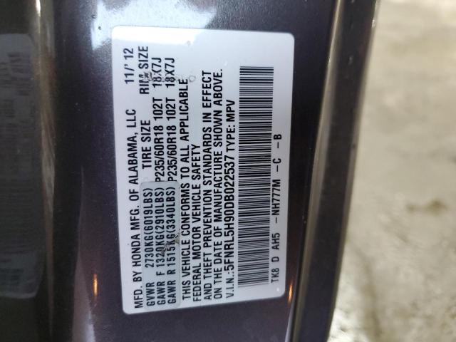 5FNRL5H90DB022537 - 2013 HONDA ODYSSEY TOURING 灰色 照片 13