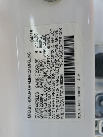 1HGCV1F37JA160394 - 2018 HONDA ACCORD SPORT WHITE photo 12
