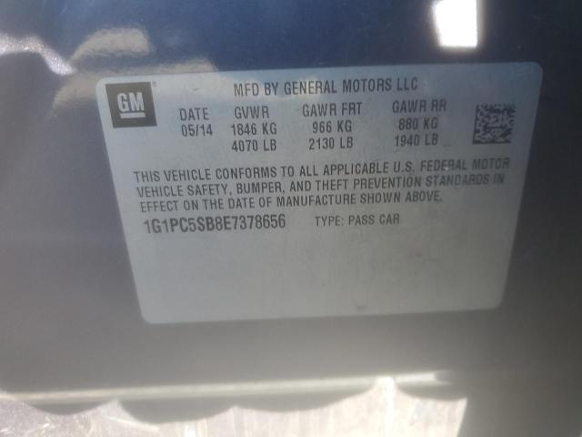 1G1PC5SB8E7378656 - 2014 CHEVROLET CRUZE LT BLUE photo 12