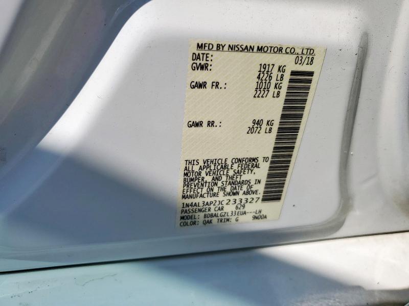 1N4AL3AP2JC233327 - 2018 NISSAN ALTIMA 2.5 WHITE photo 12