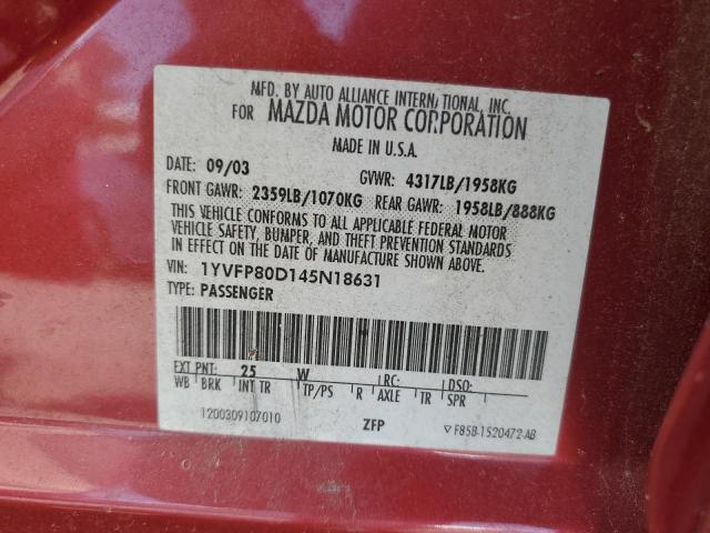 1YVFP80D145N18631 - 2004 MAZDA 6 S Tünd qırmızı foto 12