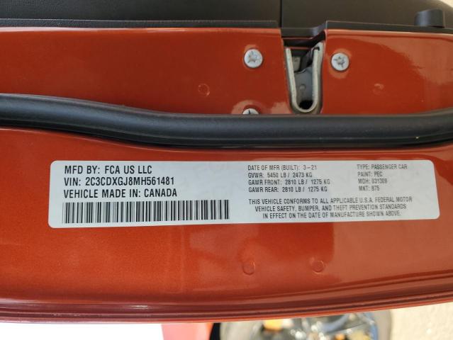 2C3CDXGJ8MH561481 - 2021 DODGE CHARGER SCAT PACK ORANGE photo 13