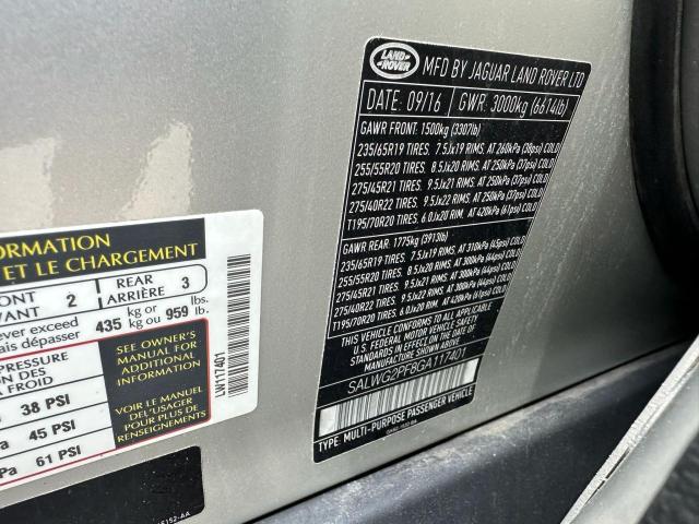 SALWG2PF8GA117401 - 2016 LAND ROVER RANGE ROVE SE SILVER photo 10
