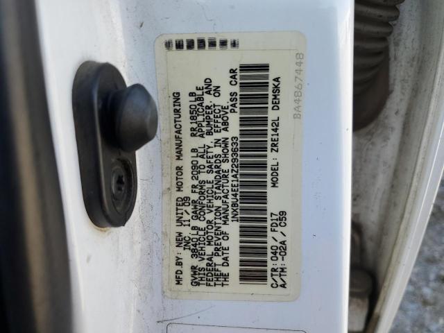 1NXBU4EE1AZ293633 - 2010 TOYOTA COROLLA BASE Blanco foto 12