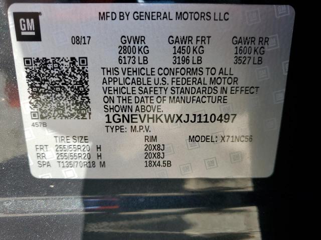 1GNEVHKWXJJ110497 - 2018 CHEVROLET TRAVERSE LT 灰色 照片 13