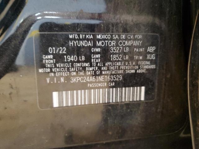 3KPC24A61NE163529 - 2022 HYUNDAI ACCENT SE BLACK photo 12