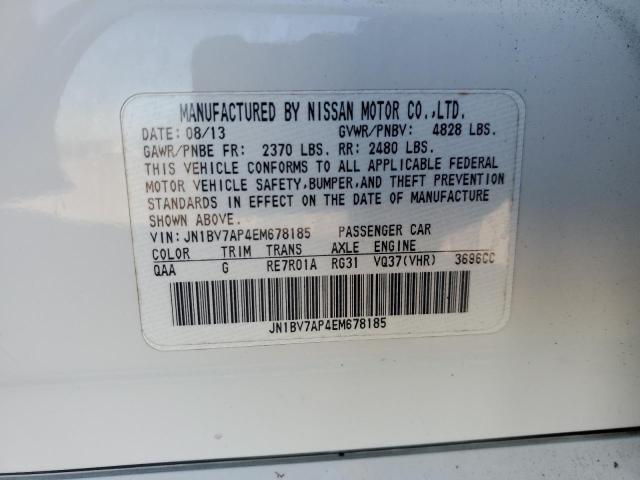 JN1BV7AP4EM678185 - 2014 INFINITI Q50 BASE WHITE photo 12