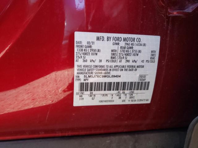 5LM5J7XC9MGL09404 - 2021 LINCOLN AVIATOR RESERVE RED photo 13