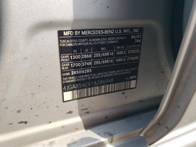 4JGAB54EX1A286948 - 2001 MERCEDES-BENZ ML 320 SILVER photo 13