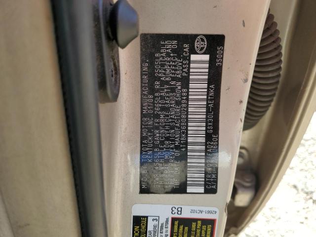 4T1BK36B08U289488 - 2008 TOYOTA AVALON XL TAN photo 12