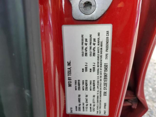 5YJ3E1EB9KF194501 - 2019 TESLA MODEL 3 RED photo 12