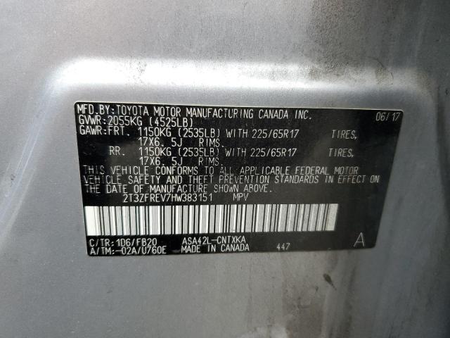 2T3ZFREV7HW383151 - 2017 TOYOTA RAV4 LE Szary zdjęcie 12