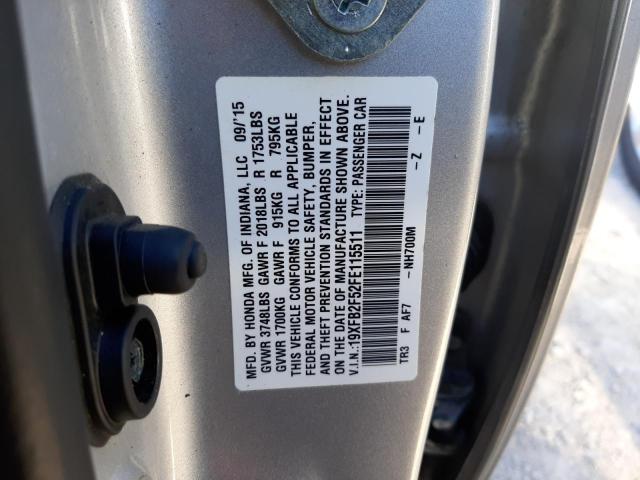 19XFB2F52FE115511 - 2015 HONDA CIVIC LX SILVER photo 12