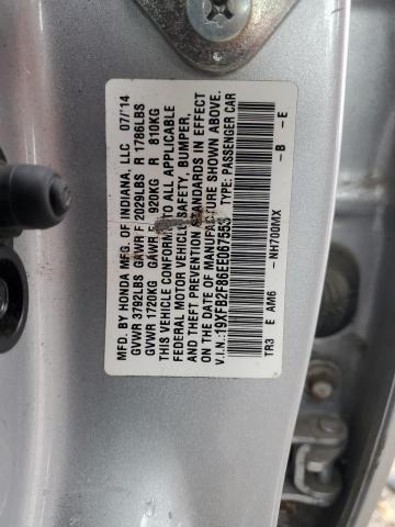 19XFB2F86EE067553 - 2014 HONDA CIVIC EX SILVER photo 12