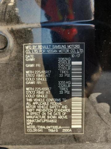 KNMAT2MT1JP514802 - 2018 NISSAN ROGUE S შავი ფოტო 12