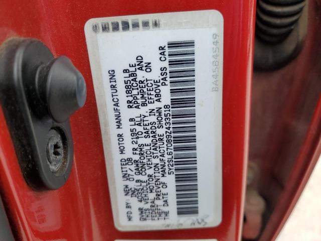 5Y2SL67089Z433518 - 2009 PONTIAC VIBE RED photo 12