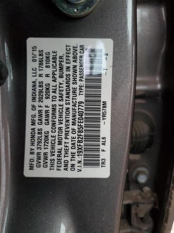 19XFB2F85FE040779 - 2015 HONDA CIVIC EX GRAY photo 12