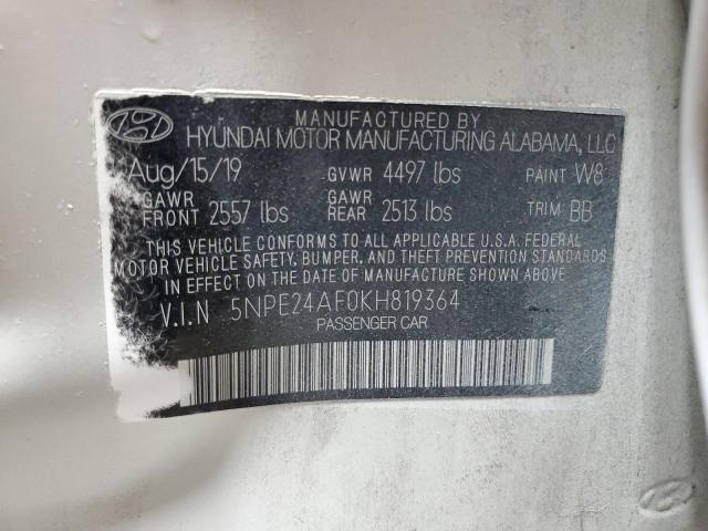 5NPE24AF0KH819364 - 2019 HYUNDAI SONATA SE 白色 照片 13