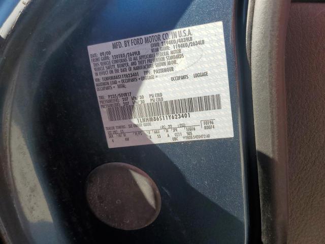 1LNHM86S11Y623401 - 2001 LINCOLN LS BLUE photo 12