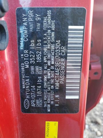 KMHCT4AE3EU703304 - 2014 HYUNDAI ACCENT GLS RED photo 13