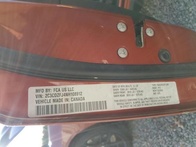 2C3CDZFJ4NH108912 - 2022 DODGE CHALLENGER R/T SCAT PACK ORANGE photo 12