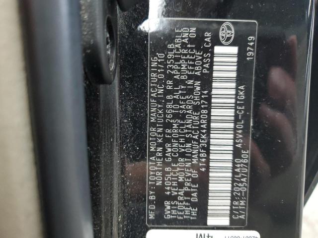 4T4BF3EK4AR081714 - 2010 TOYOTA CAMRY BASE Schwarz Foto 12