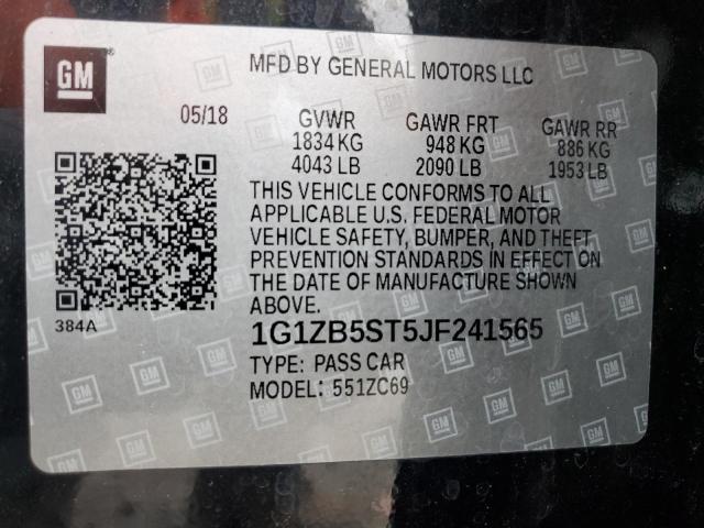 1G1ZB5ST5JF241565 - 2018 CHEVROLET MALIBU LS Negro foto 12