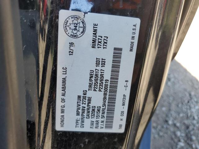 5FNRL5H49HB500819 - 2017 HONDA ODYSSEY EX BLACK photo 13