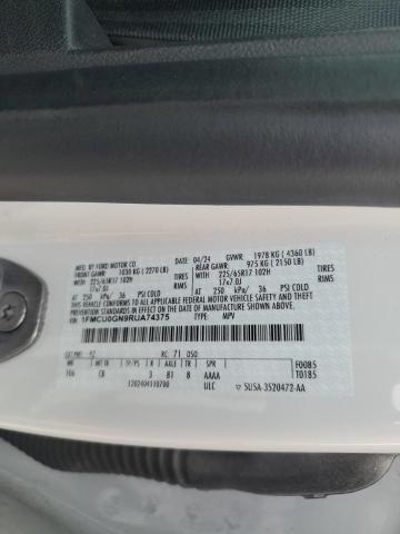 1FMCU0GN9RUA74375 - 2024 FORD ESCAPE ACTIVE WHITE photo 13