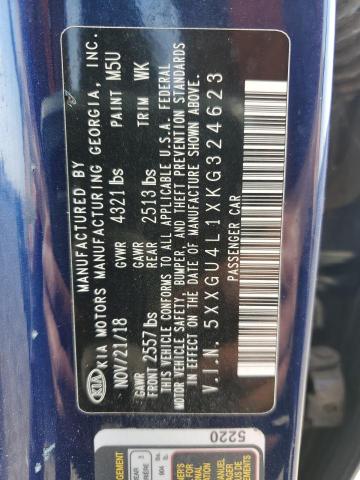 5XXGU4L1XKG324623 - 2019 KIA OPTIMA EX BLUE photo 12