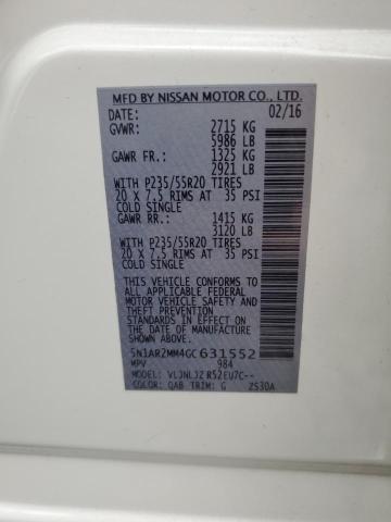 5N1AR2MM4GC631552 - 2016 NISSAN PATHFINDER S 白色 照片 12