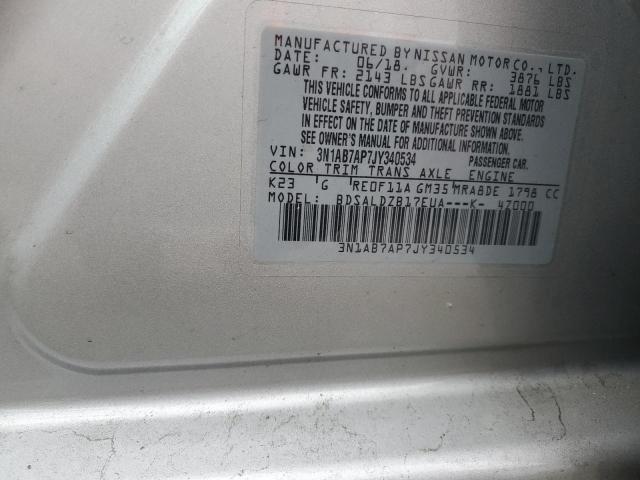 3N1AB7AP7JY340534 - 2018 NISSAN SENTRA S SILVER photo 13
