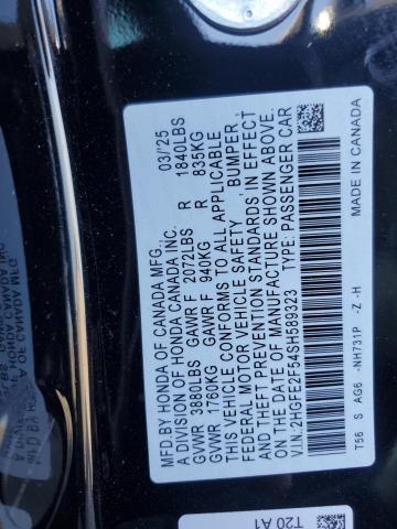 2HGFE2F54SH589323 - 2025 HONDA CIVIC SPORT შავი ფოტო 12