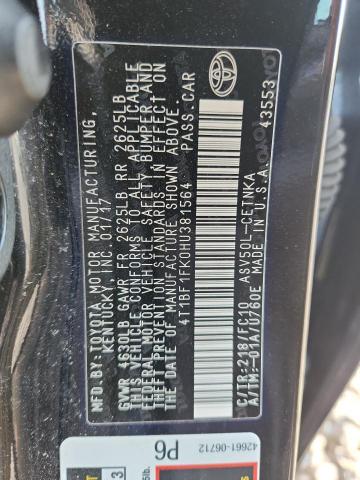 4T1BF1FK0HU381564 - 2017 TOYOTA CAMRY LE BLACK photo 12