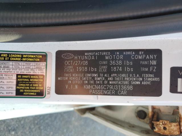 KMHCN46C79U313698 - 2009 HYUNDAI ACCENT GLS თეთრი ფოტო 12