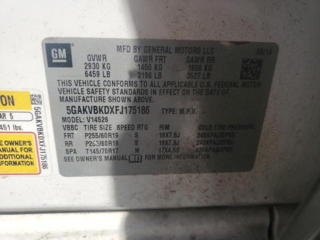 5GAKVBKDXFJ175186 - 2015 BUICK ENCLAVE WHITE photo 13