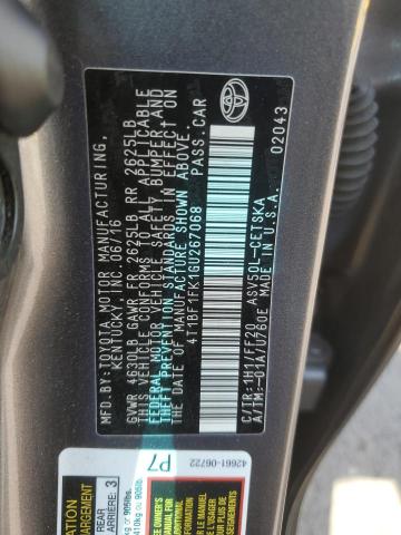 4T1BF1FK1GU267068 - 2016 TOYOTA CAMRY LE GRAY photo 12