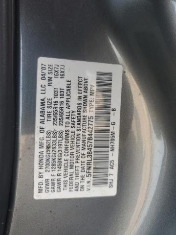 5FNRL38457B442775 - 2007 HONDA ODYSSEY EX GRAY photo 13