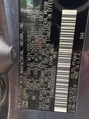 5TDBK22C49S022924 - 2009 TOYOTA SIENNA XLE BLUE photo 11