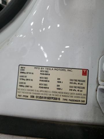 5YJSA1H16EFP35616 - 2014 TESLA MODEL S Սպիտակ լուսանկար 13