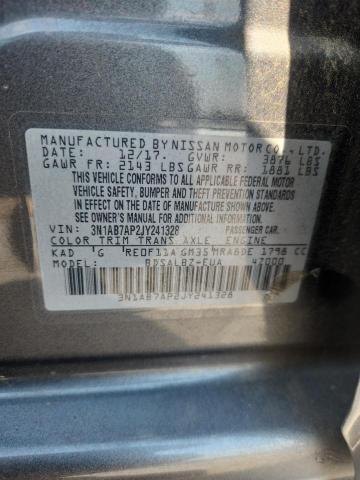 3N1AB7AP2JY241328 - 2018 NISSAN SENTRA S 石墨色 照片 12