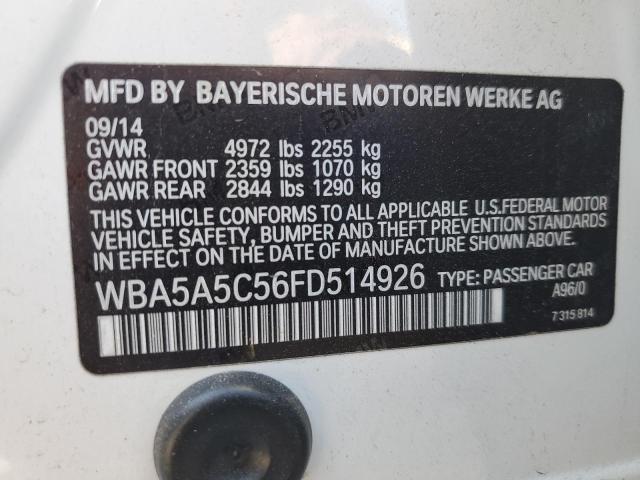 WBA5A5C56FD514926 - 2015 BMW 528 I WHITE photo 12