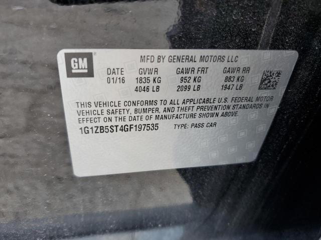 1G1ZB5ST4GF197535 - 2016 CHEVROLET MALIBU LS BLACK photo 12