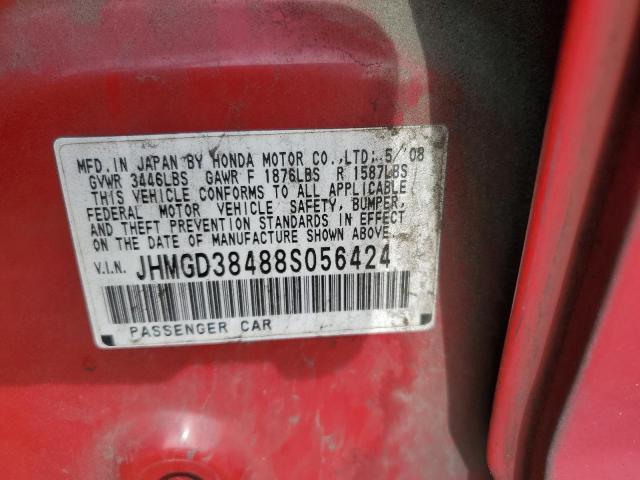 JHMGD38488S056424 - 2008 HONDA FIT RED photo 13