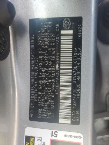 4T1C11AKXLU949645 - 2020 TOYOTA CAMRY LE 银色 照片 12