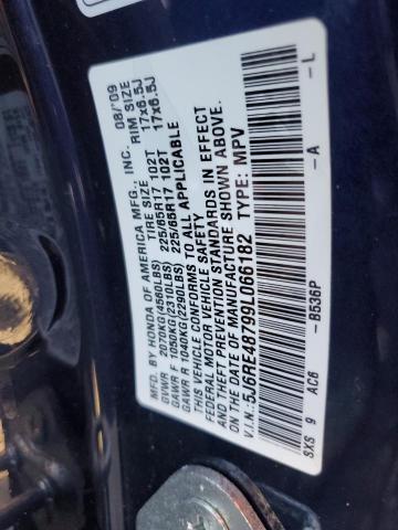 5J6RE48799L066182 - 2009 HONDA CR-V EXL BLUE photo 13